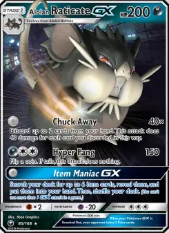 Pokémon-Karte Alolan Raticate GX 085/168