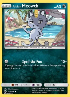 Pokémon-Karte Alolan Meowth 118/214