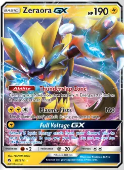 Pokémon-Karte Zeraora GX 086/214