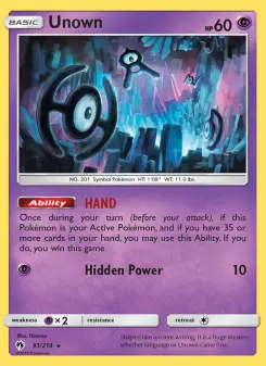 Pokémon-Karte Unown 091/214