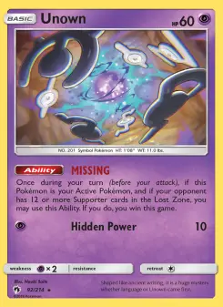 Pokémon-Karte Unown 092/214