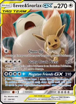 Pokémon-Karte Eevee & Snorlax GX 120/181