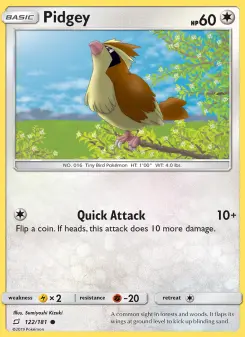 Pokémon-Karte Pidgey 122/181
