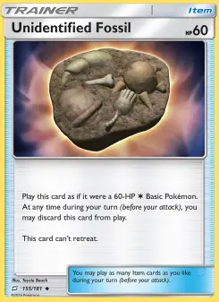 Pokémon-Karte Unidentified Fossil 155/181