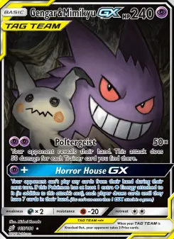 Pokémon-Karte Gengar & Mimikyu GX 165/181