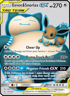 Pokémon-Karte Eevee & Snorlax GX 171/181