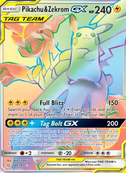 Pokémon-Karte Pikachu & Zekrom GX 184/181