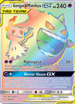 Pokémon-Karte Gengar & Mimikyu GX 186/181