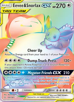 Pokémon-Karte Eevee & Snorlax GX 191/181