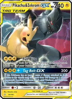 Pokémon-Karte Pikachu & Zekrom GX 033/181