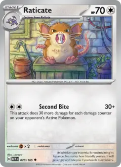 Pokémon-Karte Raticate 020/165