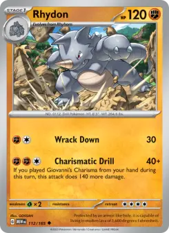 Pokémon-Karte Rhydon 112/165