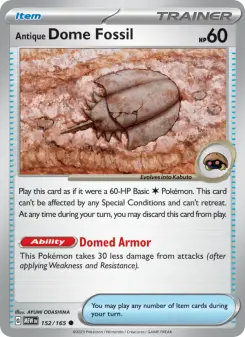 Pokémon-Karte Antique Dome Fossil 152/165