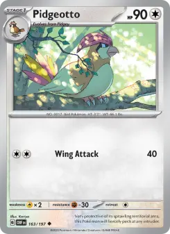 Pokémon-Karte Pidgeotto 163/197