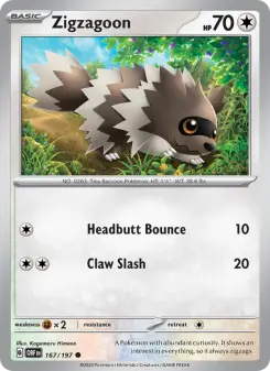 Pokémon-Karte Zigzagoon 167/197