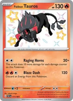 Pokémon-Karte Paldean Tauros 111/091