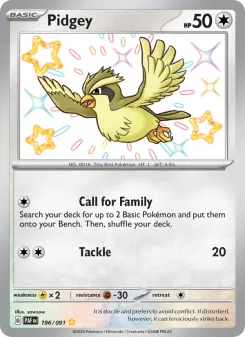 Pokémon-Karte Pidgey 196/091