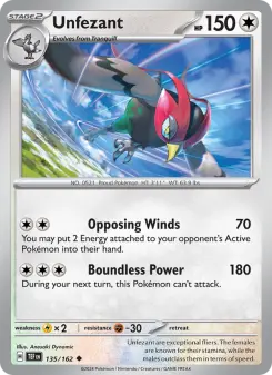 Pokémon-Karte Unfezant 135/162