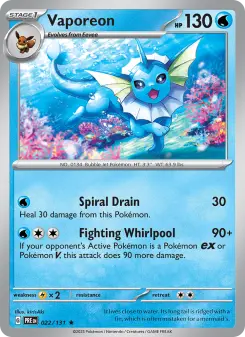 Pokémon-Karte Vaporeon 022/131