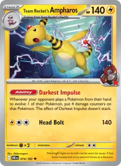 Pokémon-Karte Team Rocket's Ampharos 074/182