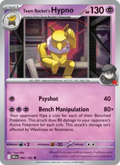 Pokémon-Karte Team Rocket's Hypno 080/182