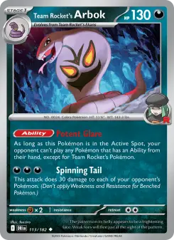 Pokémon-Karte Team Rocket's Arbok 113/182