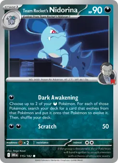 Pokémon-Karte Team Rocket's Nidorina 115/182