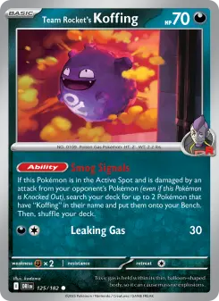 Pokémon-Karte Team Rocket's Koffing 125/182