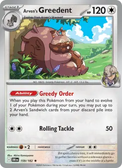Pokémon-Karte Arven's Greedent 159/182