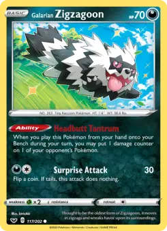Pokémon-Karte Galarian Zigzagoon 117/202