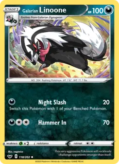 Pokémon-Karte Galarian Linoone 118/202