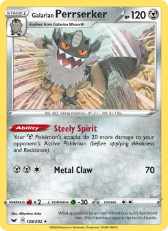 Pokémon-Karte Galarian Perrserker 128/202