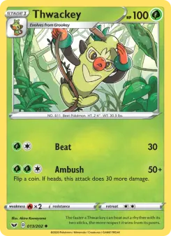 Pokémon-Karte Thwackey 013/202