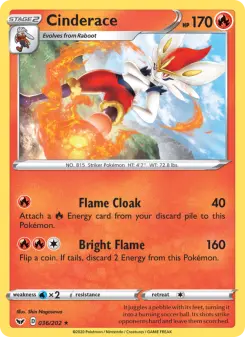 Pokémon-Karte Cinderace 036/202