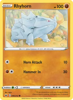 Pokémon-Karte Rhyhorn 096/202