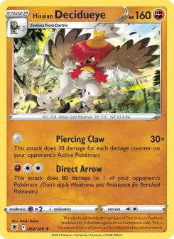 Pokémon-Karte Hisuian Decidueye 082/189
