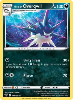 Pokémon-Karte Hisuian Overqwil 091/189