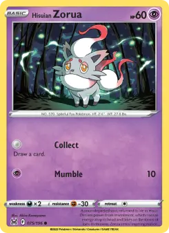 Pokémon-Karte Hisuian Zorua 075/196