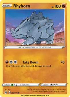 Pokémon-Karte Rhyhorn 089/196