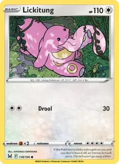 Pokémon-Karte Lickitung 138/196