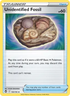 Pokémon-Karte Unidentified Fossil 165/195