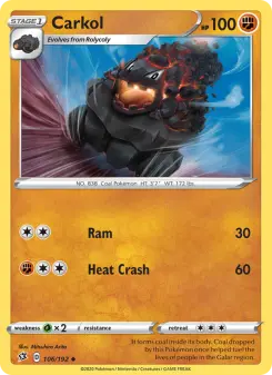Pokémon-Karte Carkol 106/192