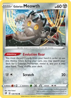 Pokémon-Karte Galarian Meowth 126/192