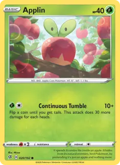 Pokémon-Karte Applin 020/192