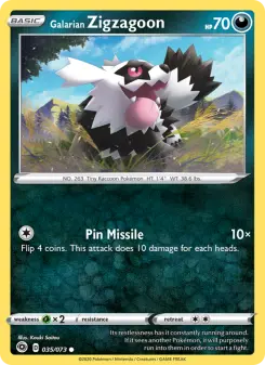 Pokémon-Karte Galarian Zigzagoon 035/073