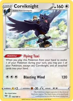 Pokémon-Karte Corviknight 156/189