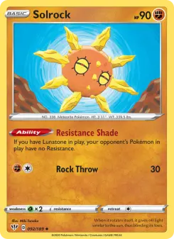 Pokémon-Karte Solrock 092/189