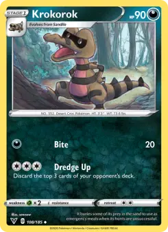 Pokémon-Karte Krokorok 108/185