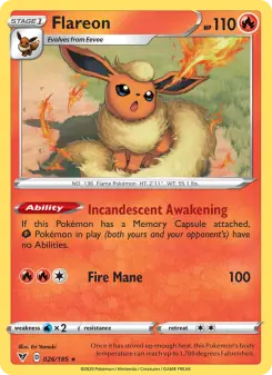 Pokémon-Karte Flareon 026/185