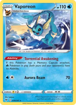 Pokémon-Karte Vaporeon 030/185